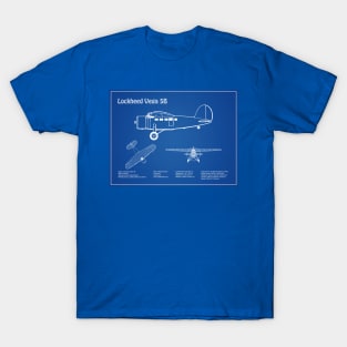 Lockheed Vega 5b of Amelia Earhart - Airplane Blueprint - AD T-Shirt